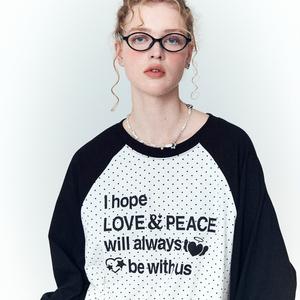 러브인 도트 롱슬리브 화이트블랙
