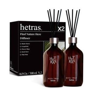 HETRAS. 프리미엄 리드 디퓨저: 2 x 16.9온스(1,000ml) 대용량 세트 | 가정용 및 사무실용 향수 오일 디퓨저 & 스틱 - 사랑하는 사람을 위한 선물 (제주 사려니 숲)