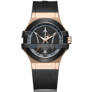 마세라티 포텐자 40 mm 블랙 실리카겔 남성 손목시계 R8851108002