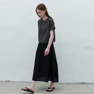 [AYU]린넨 볼륨 스커트 블랙