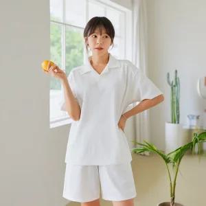 [핑크시슬리] SET/폰츠 링클프리 카라넥 5부 트레이닝세트