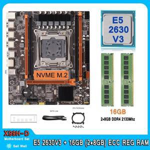 X99 메인보드 세트 E5 2630 V3 키트 DDR4 16GB 2x8GB RAM 메모리 LGA 2011-3 제온 2630V3 CPU 콤보 포함