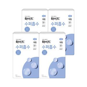 여성 화이트 생리대 수퍼 습수 대형 32개x4팩A
