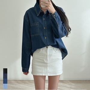 여성 논페이드 데님 셔츠 이염없는 청남방 루즈핏 연청 진청 흑청 4컬러