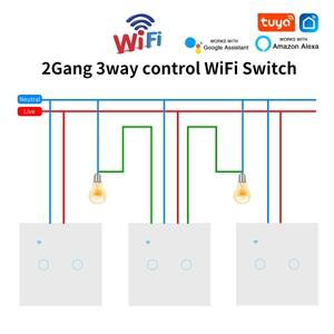 투야 스마트봇3way Wifi 스위치 강화 유리 지원이있는 123gang 터치 라이트 Tuya Smart Life APP 계단 침실