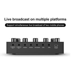 Likheung V8 오디오 믹서 USB 외부 헤드셋 마이크 웹 캐스트 휴대폰 컴퓨터 용 개인 라이브 방송 사운드 카