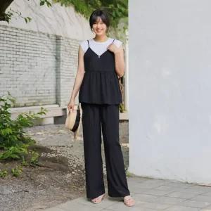 [핑크시슬리] SET/베러드 바스락 뷔스티에 밴딩 팬츠세트