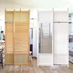 우드셔터 원목 가벽 파티션 63cm 2폭 미닫이 2270~2670mm 공간분리 슬라이딩도어