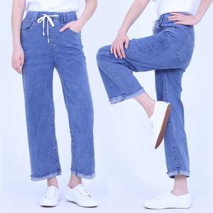 봄 여름 쿨링데님 팬츠 아이스 밴딩 고무 일자 세미 와이드 쿨 편한 청바지