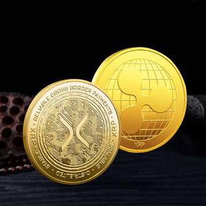 중국 동전 기념 주화 모형 수집 개업 리플 코인 XRP 골드 실버 도금 암호화 플라스틱 케이스 아트 컬렉션 기념품 선물용