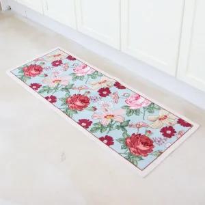뽀송이 플라워 침실 주방매트 사각 45x120cm 발매트 부드러운 욕실 화장실 면발 북유럽 푹신한 매트 밀림방