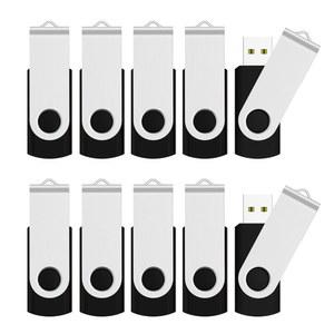 JUANWE 10팩 4GB 벌크 USB 플래시 드라이브 엄지 점프 접이식 수납 스위블 메모리 스틱, 키 링 디자인 휴대용 펜 드라이브, 블랙