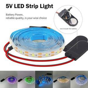 배터리 전원 LED 스트립 5V 2835 흰색 따뜻한 빨간색 핑크 아이스 블루 빛 TV 배경 조명 테이프 홈 장식