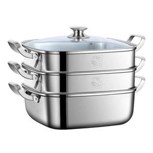 스테인리스 사각 찜기 2단 인덕션 찜솥 떡시루 매장 스텐 대게 버튼식 스텐 꽃게 타원