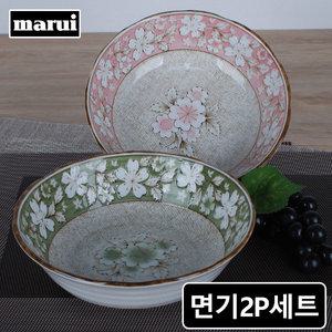 일본 마루이 면기세트(2P) 우동기 라면기 냉면기 국수 덮밥기 도자기그릇세트 일제면기
