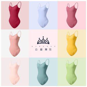 바디 슈트 발레 연습 의상 여성 체조 복장 멜빵 댄스