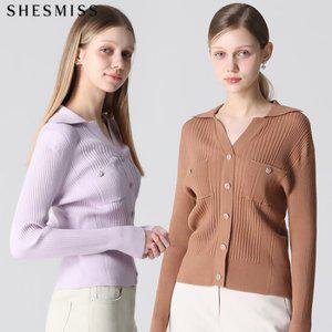 [쉬즈미스(SHESMISS)] 레이디 버튼 리브 니트 탑 (택가격 178000원)