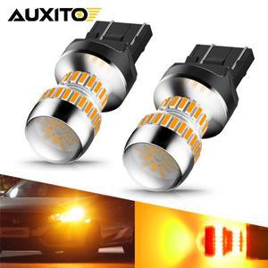 AUXITO-앰버 7443 LED 턴 시그널 라이트, T20 W21W 전구 오렌지 플러그 앤 플레이 교체, 기아 푸조, 2 개