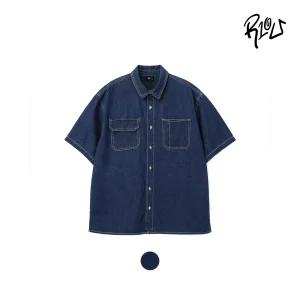 [레노마키즈]주니어 남아 사이드트임 오버핏데님셔츠 청남방(2421B301)_CJ