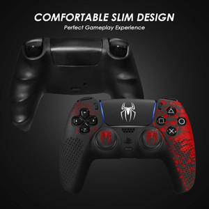 PS5 컨트롤러 용 미끄럼 방지 스킨 엄지 그립 간격  터치 패드 스티커가있는 실리콘 커버 케이스