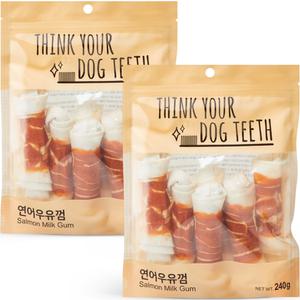 강아지 Think your dog teeth 연어우유껌 중형 연어