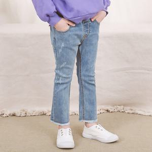 루알라키즈 여아 밑단 데끼 부츠컷 연청 데님 7호-17호 3158L