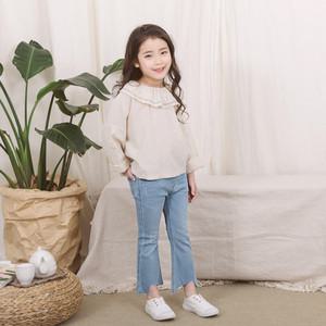 루알라키즈 여아 스마일 언발 컷팅 연청 부츠컷 청바지 7호-17호 3160L