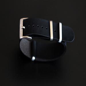 PISTOS 소가죽 블랙 나토밴드 20mm, 22mm NATO 시계줄
