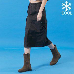 [KOLEAT]WOMEN 여름 쿨링 밴딩 카고 롱스커트 [BLACK]