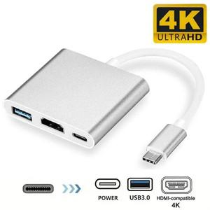3in 1 USB 허브 C to HDTV 스플리터 Type-c HDMI 호환 USB3.0 도킹 스테이션 (맥북 에어 프로, 삼성 컨버터