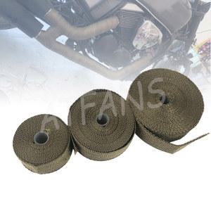 50mm 5m/10m/15m 티타늄 오토바이 배기 열 테이프 매니폴드 헤더 절연 열 랩 스테인레스 타이가있는 파이프 테이프