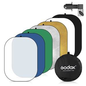 Godox 23x35 u201D /60x90cm 크로마키 그린 블루 스크린 배경, 스튜디오 촬영용 홀더 클립 및 가방이 있는 7-in-1 휴대용 접이식 타원형 배경 반사경