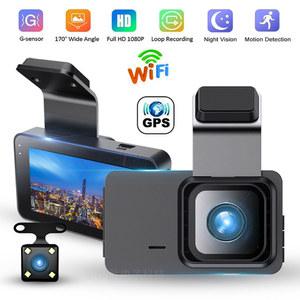 룸미러 블랙박스 차량용 DVR HD 드라이브 비디오 녹음기 후방 카메라 듀얼 렌즈 GPS 와이파이 대시 야간 투시경 주차 모니터 블랙 박스 1080P