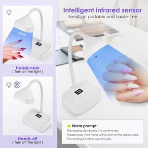 무선 광택기 무선 네일 램프 LED UV 건조기 충전식 자동 감지 터치 컨트롤 빠른 라이트 360 ° 구부릴 수