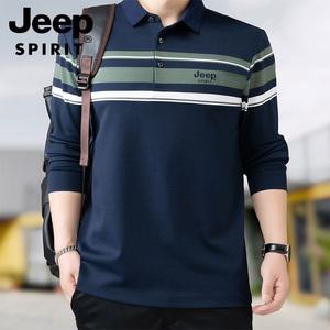 JEEP SPIRIT 긴팔 티셔츠 남성 봄 가을 폴로 셔츠 루즈 캐주얼  남성 의류