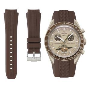 Omega x Swatch MoonSwatch용 위브 곡선형 엔드 고무 시계 스트랩 - 커브 노 갭 퀵 릴리즈 교체 실리콘 밴