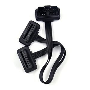 듀얼 여성 Y 분배기 팔꿈치 16Pin Obd 2 익스텐더 ODB 케이블 16 핀 남성-여성 플랫 국수 연장