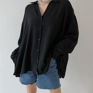 여자 롱남방 플란넬 박시 박시핏 비침 셔츠_3
