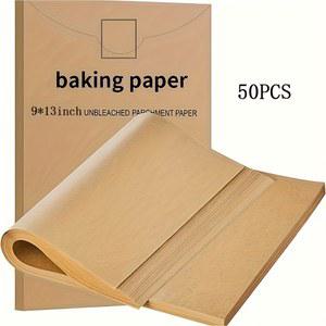 50Pcs 베이킹 페이퍼 오븐 에어 프라이어 그릴 매트 용 비 스틱 양피지 시트 종이 포장지 주방