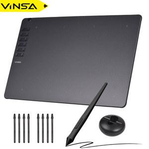 VINSA 그래픽 드로잉 태블릿 초박형 아트 창작 스케치 배터리 프리 스타일러스 8 펜 펜촉 8192 단계 압력 T1161