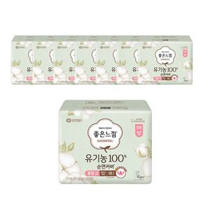 좋은느낌 유기농순면100% 순면커버 울트라슬림 중형, 18매, 8개