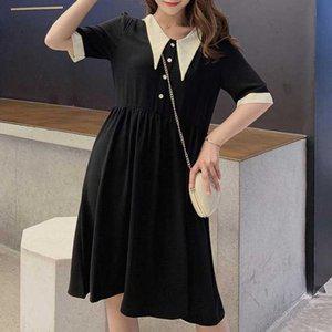 고품질 배색카라 A라인원피스 데일리 세련 미디기장 클래식 (WFHNP18)