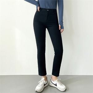 [오노마] ONM 여자 겨울 스판 기모 블랙진 팬츠 일자핏 하이웨스트  9440954)