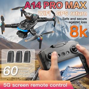 샤오미 8K HD 카메라 터치스크린 원격 제어 쿼드콥터 360용 A14 Pro Max GPS 드론 ° 장애물 회피 브러시리
