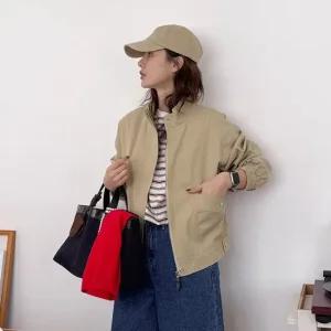 하이넥 코튼 블루종