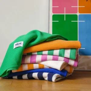 와플 여름 블랭킷 스트라이프 무지 얇은이불 물놀이 낮잠 캠핑 8color 2size