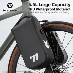 웨스트 사이클링 자전거 다기능 프론트 포크 가방 5.5L 대용량 방수 휴대용 MTB 부품