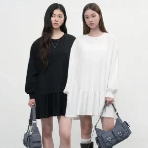 WOMAN 루즈핏 러플 져지 원피스 [2COL] / WBE3L15502