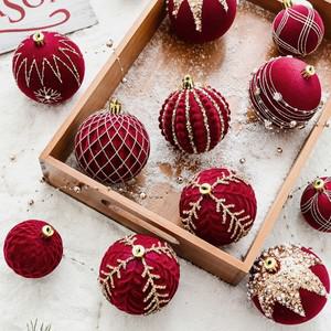 크리스마스 트리 장식품 페인트 공 빨간색 플러시 DIY 매달려 Christm