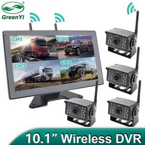 화물차 블랙 박스 터치 스크린 10 AHD 디지털 무선 DVR 기록 트럭 트레일러 버스 RV 트레일러용 WiFi 4CH 모니터가 있는 역방향 백업 카메라